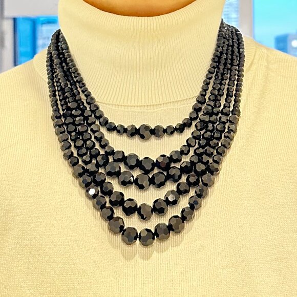 Rare Heidi Daus Age of Elegance Black Crystal 5-string Jewelry Set - Picture 8 of 14